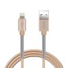 XO Spring Durable Braided Lightning to Charge & Sync USB Cable - 100CM NB27 - Gold