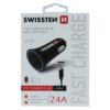 Swissten 2.4A Dual Port Car Charger - 20110908 + Type-C USB Cable - Black